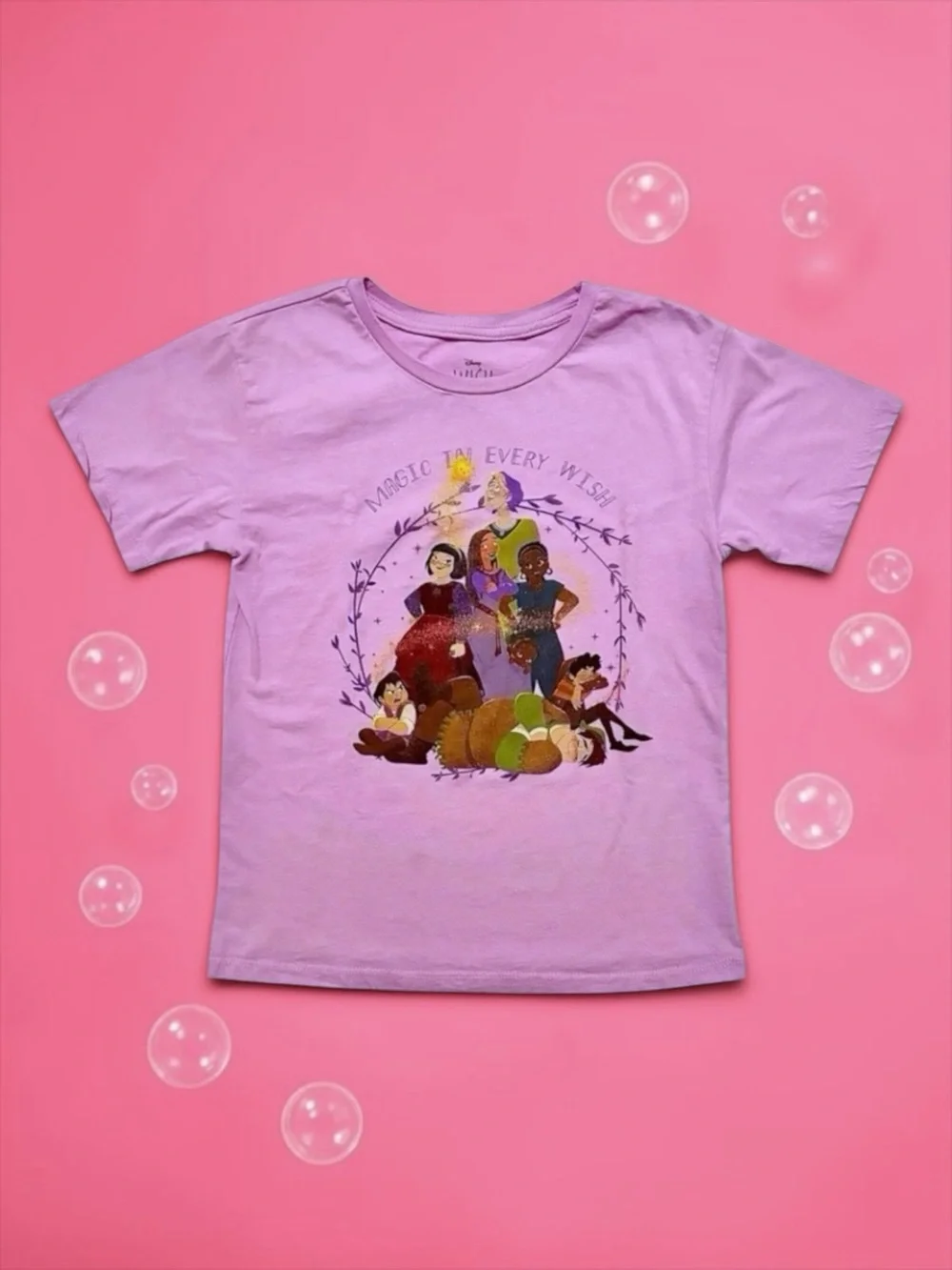 Disney Wish Tee + Lavender Gingham Shorts Outfit – Girls Small 6/6X & 6–7